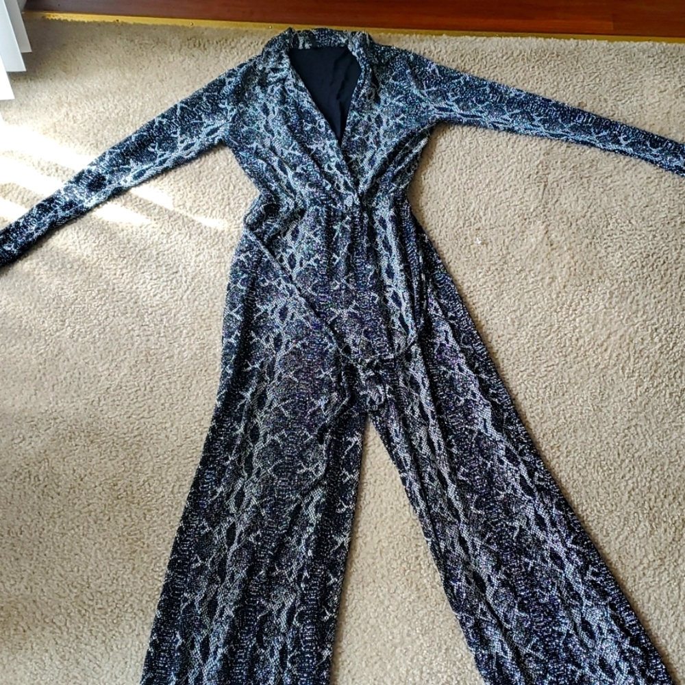 Snake Print Shimmer Jumpsuit